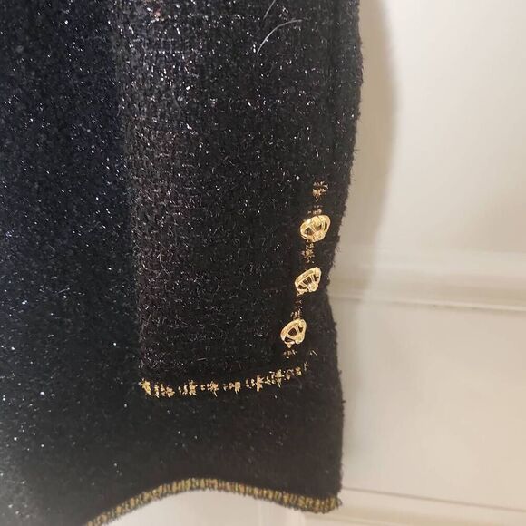 ZARA NEW WOMAN SHORT ASYMMETRIC MINI DRESS SLIT BLACK and gold women's size S - Picture 3 of 5